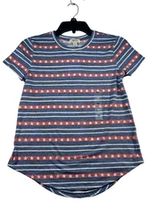 Style and Co Shirt Womens size XS Blue Red Stars Short Sleeve New