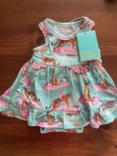 NWT Posh Peanut Kimmy - Racerback Twirl Bodysuit Dress 0-3 Months