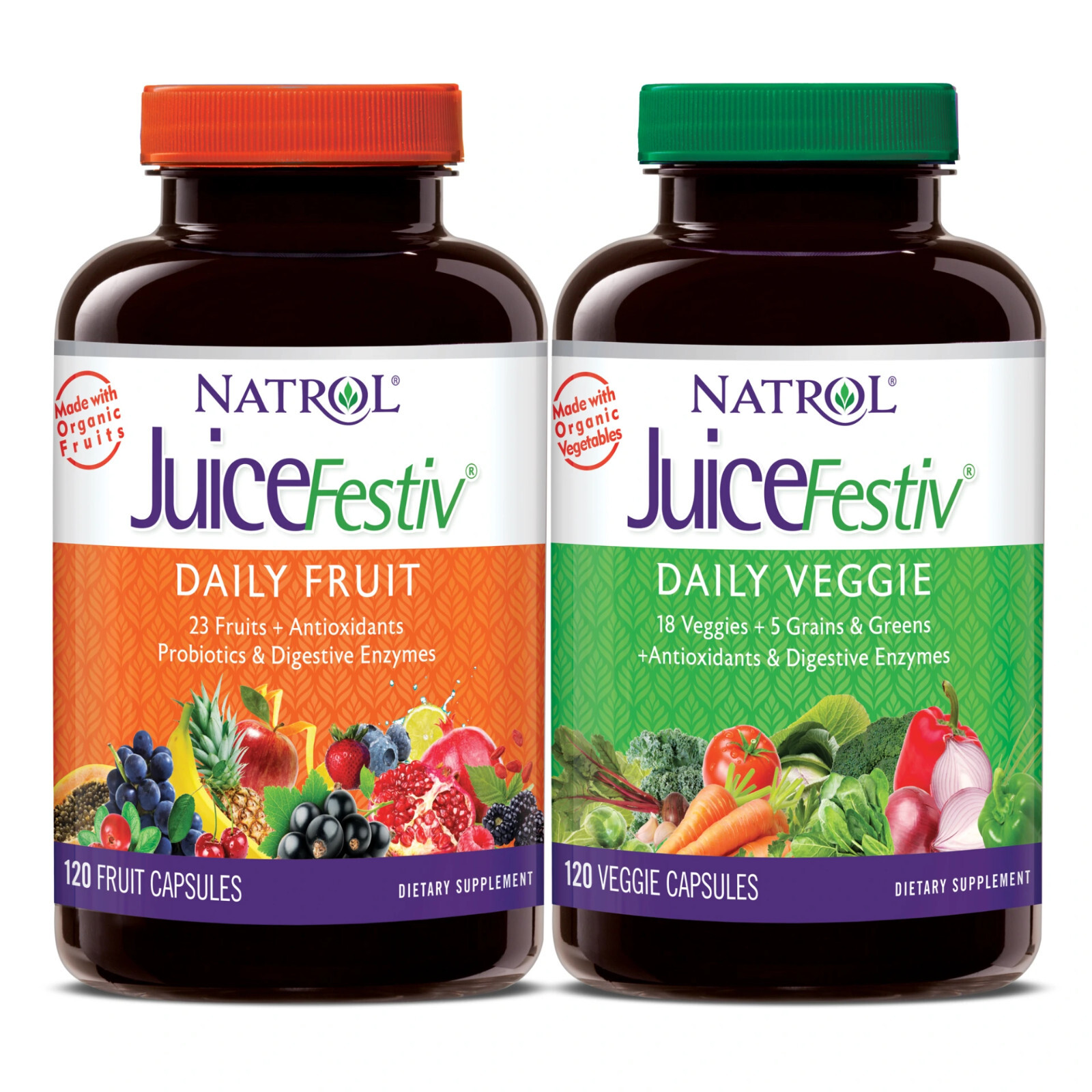 Natrol JuiceFestiv Daily Fruit & Veggie Capsules 240 Ct FREE SHIPPING