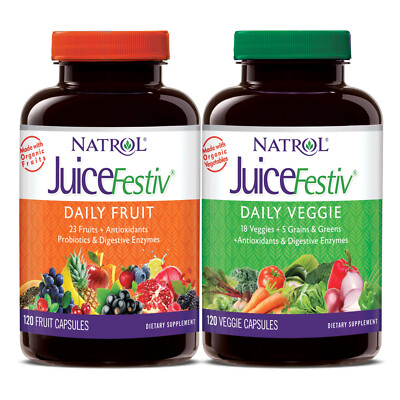Natrol JuiceFestiv Daily Fruit & Veggie Capsules 240 Ct FREE SHIPPING exp 10/27