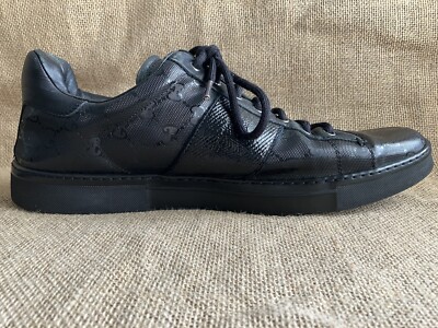 Gucci 227988 GG IMPRIME Mens Black Low Top Sneakers Size US