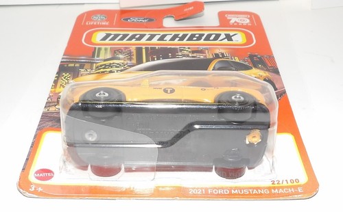 Matchbox 2023 #22/100 2021 FORD MUSTANG MACH E Yellow Taxi Diecast NEW - Picture 5 of 7
