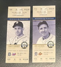 Hank Greenberg & Charlie Gehringer Tickets Final Season Tiger Stadium 1999