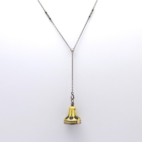 Art Deco Walter Lampl Sterling Guilloché Blancpain Pendant Bell Watch Necklace - Picture 4 of 12