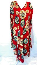 Nf Collection Women Free Size Florals Sleeveless Belt Tie Red Multicolored Dress