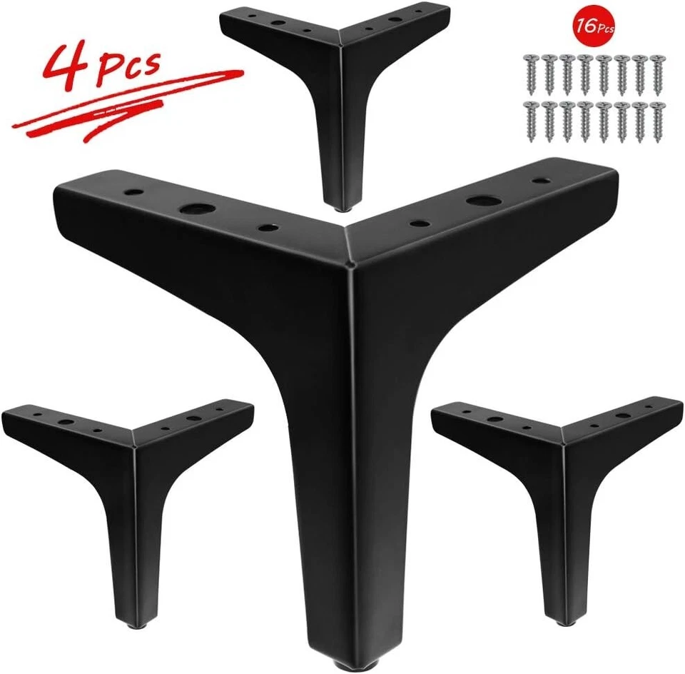 Patas de sofá y silla triangulares modernas de 6 pulgadas - 4 piezas con protectores de piso de goma Foto 4 de 4