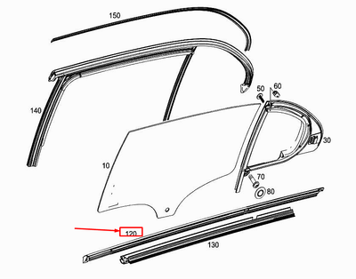 MERCEDES a Class W177 Rear Right Door Window Trim A1777350400 for 