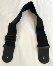 Black Guitar Strap w/ Leather Tabs Poly Gently Used SHIPS FREE 