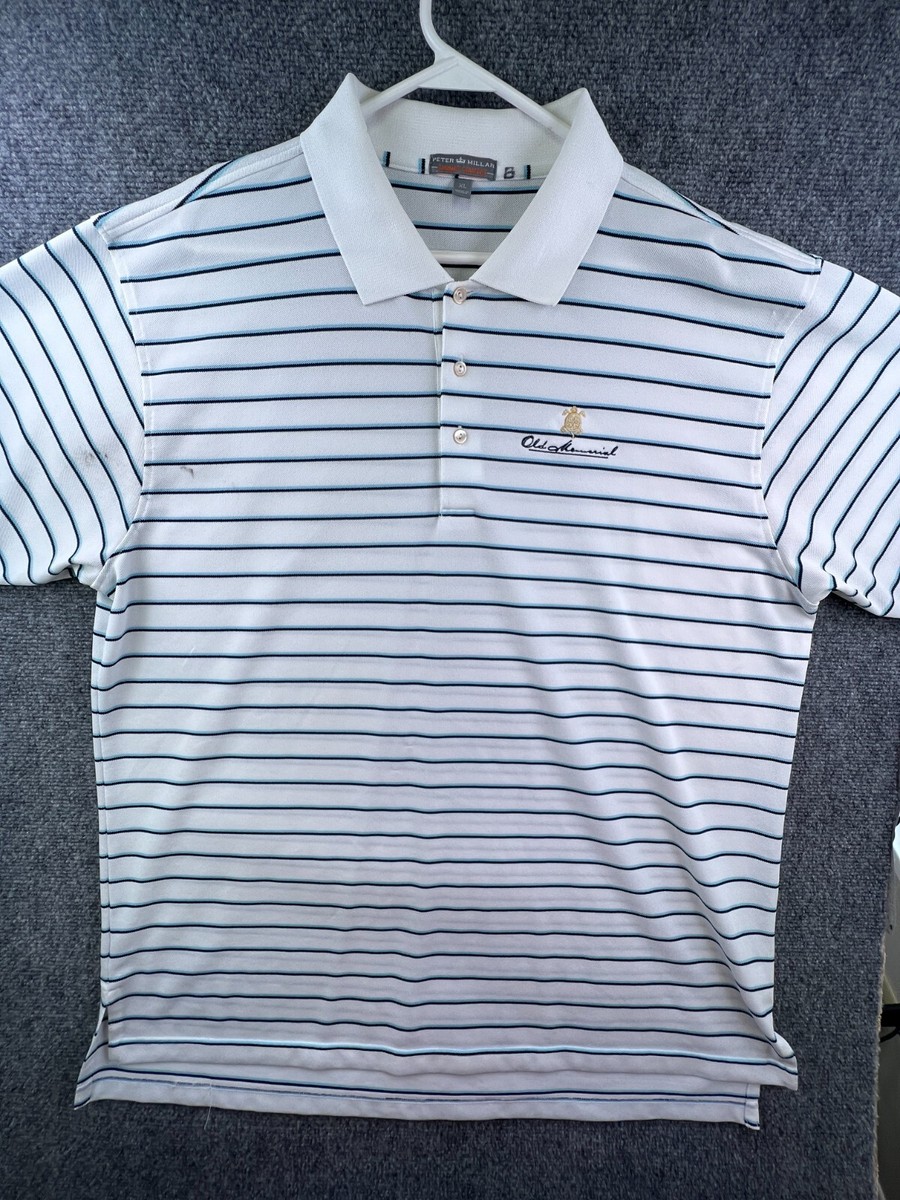 Peter Millar Polo Mens XL Blue White Old Memorial Golf Club Summer