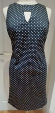 Worn Once NINE WEST Black & White POLKA DOT Stretchy FITTED DRESS 10 12 Wedding 