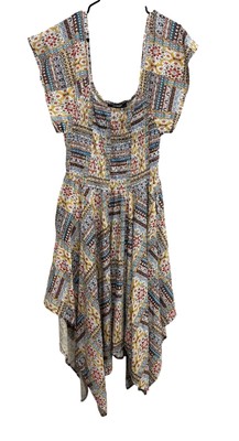 Shore Drive NWT Boho Style Plus Size Patchwork Handkerchief Off Shoulder Dress