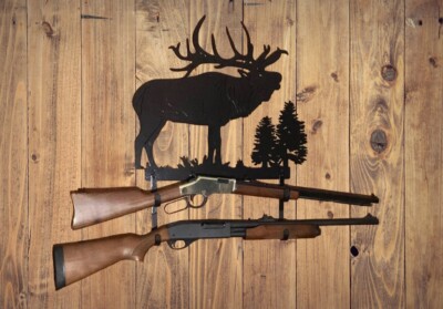 Elk double gun/bow holder Hunter - Hunting Gifts- Gun Holder  wall Bow/gun