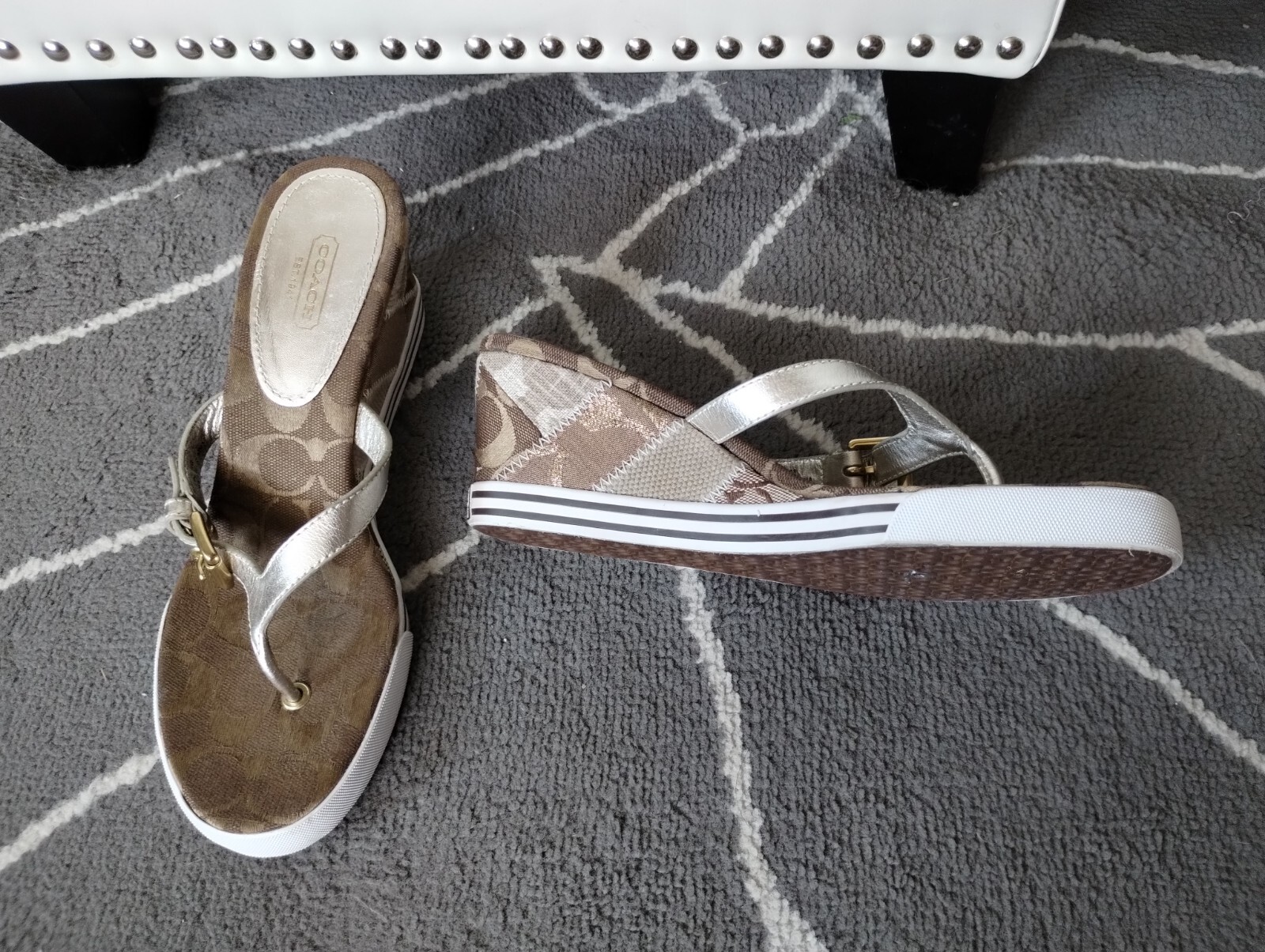 Coach "Pristine"Patchwork Logo Sandals - image 5