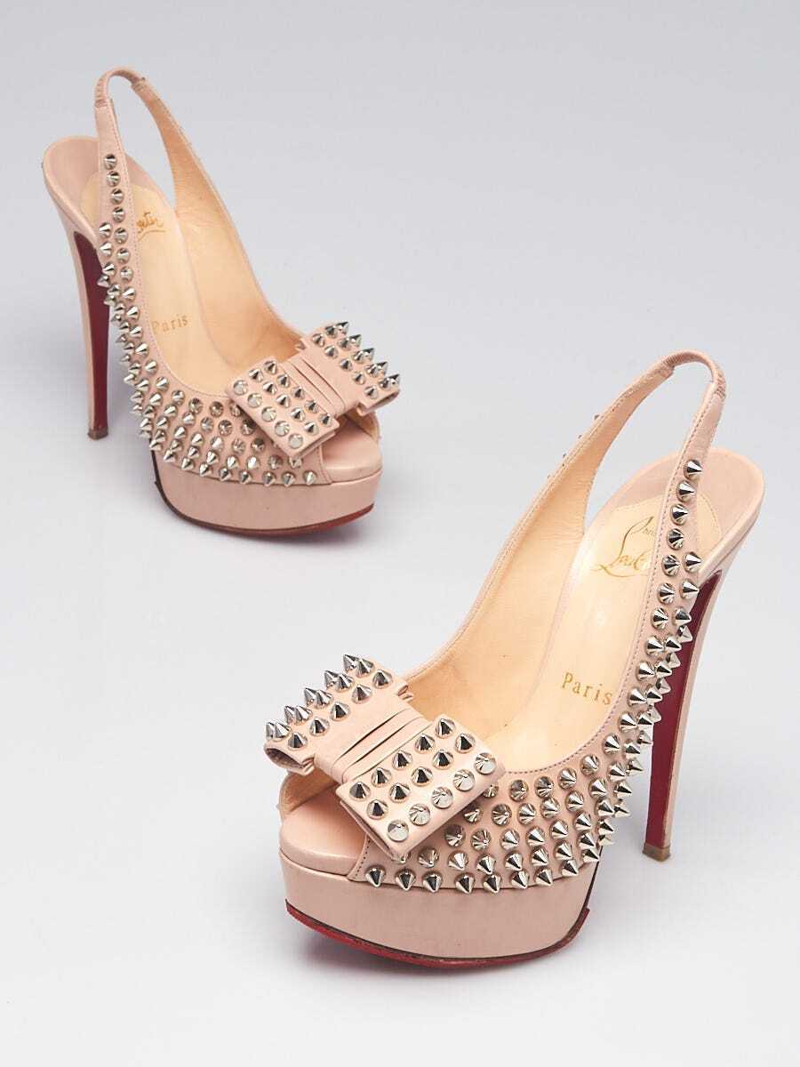 Christian Louboutin Light Beige Leather Clou Noeud Spikes Christian Louboutin Light Beige Leather Clou Noeud Spikes