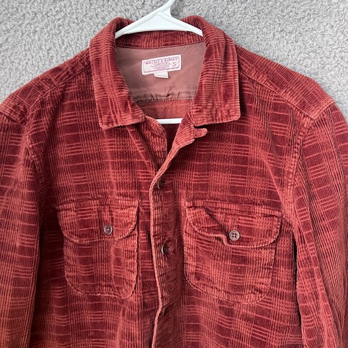 Wallace & Barnes Shirt Mens Small Brown Corduroy Jacket Loop Collar Overshirt - Picture 6 of 10