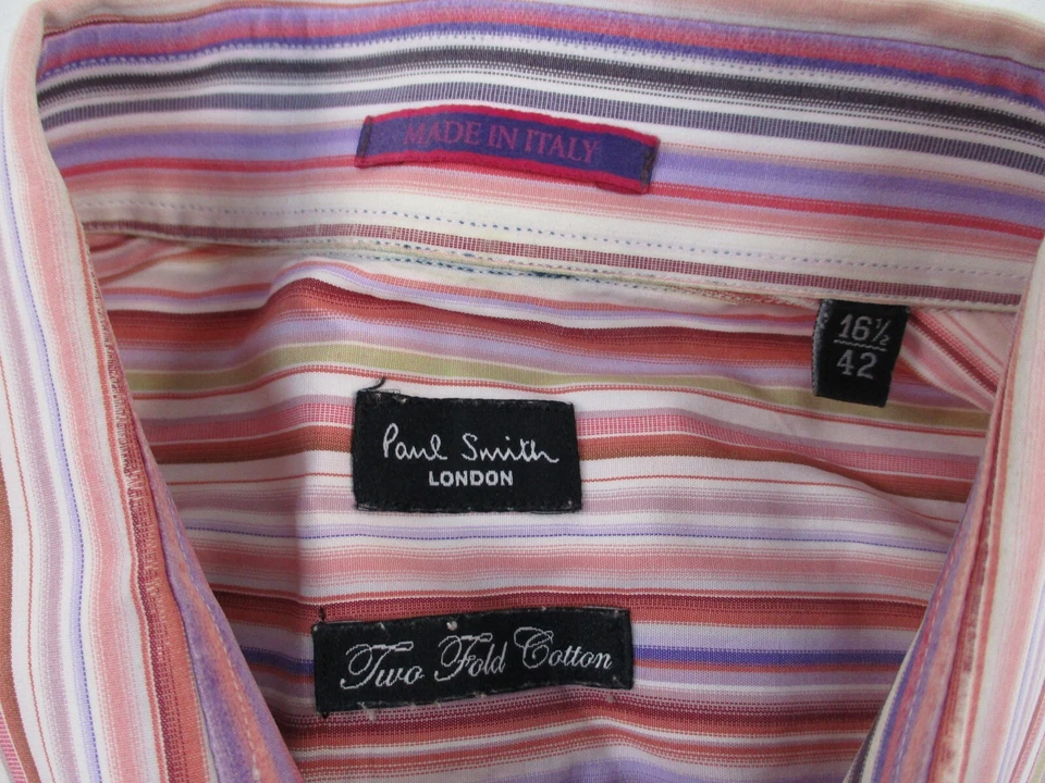 Camisa de Vestir Paul Smith Para Hombre Talla 16.5 42 Rosa Rayas Formal Calce Regular Preppy Foto 4 de 4