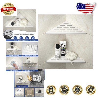 Space-Saving Corner Shelf for Bathroom - Modern Polished Design 10''-2 Pack