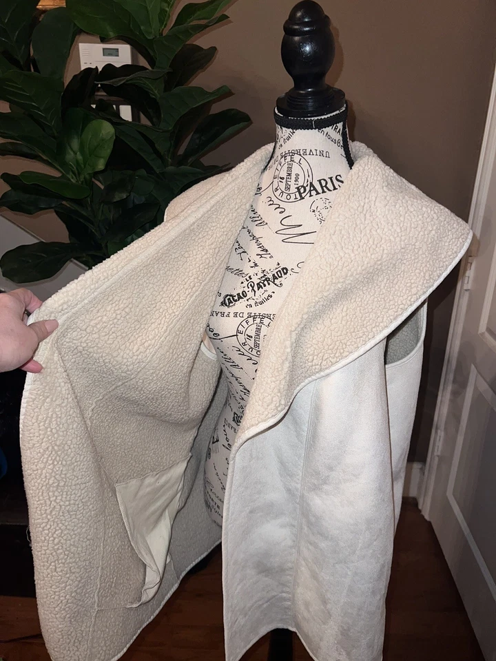 NEW Ralph Lauren Woman Sz 2X 2XL XXL Faux Suede & Sherpa Fleece Vest Cream NWT - Image 3 of 4