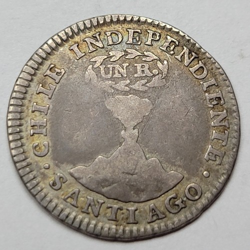 1834 Chile Santiago Volcano 1 Real Lovely Toning Better Grade Circulated *H244