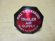SEMI TRAILER AIR SUPPLY KNOB BLACK WITH RED & WHITE LETTERING TRUCK PARTS NEW