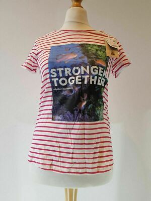 Springfield T-Shirt Bio Baumwolle gestreift rot weiß stärker zusammen S Damen