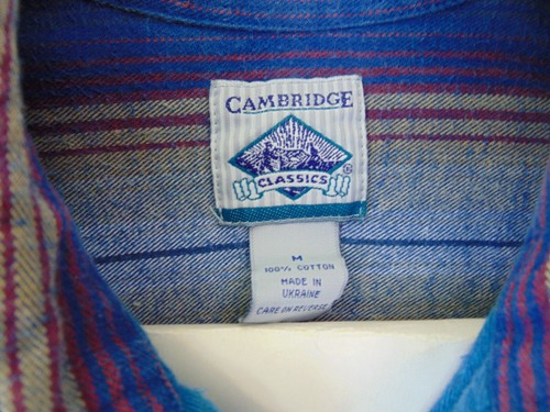 Cambridge Classics Vintage Button Up Shirt 90s Striped Blue Mens M / L - Picture 4 of 5