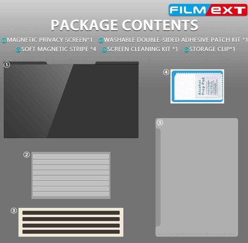 FILMEXT Magnetic Removable Privacy Screen Shield for 14" Laptop 16:9 Widedisplay - Picture 8 of 8