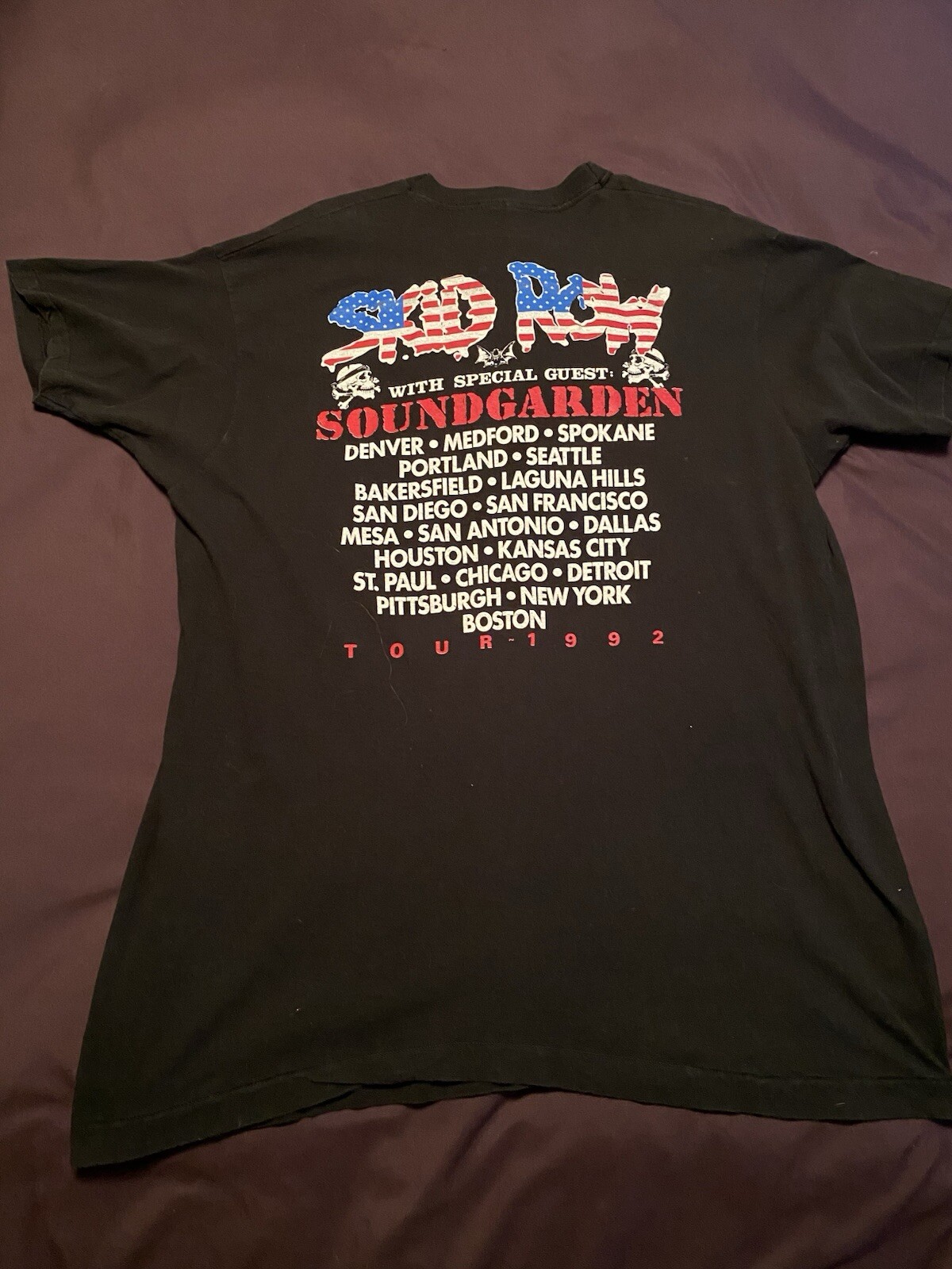 FILA T shirt nera quasi nuova Skid Row Soundgarden grafica 1992 Tour Band XXXL