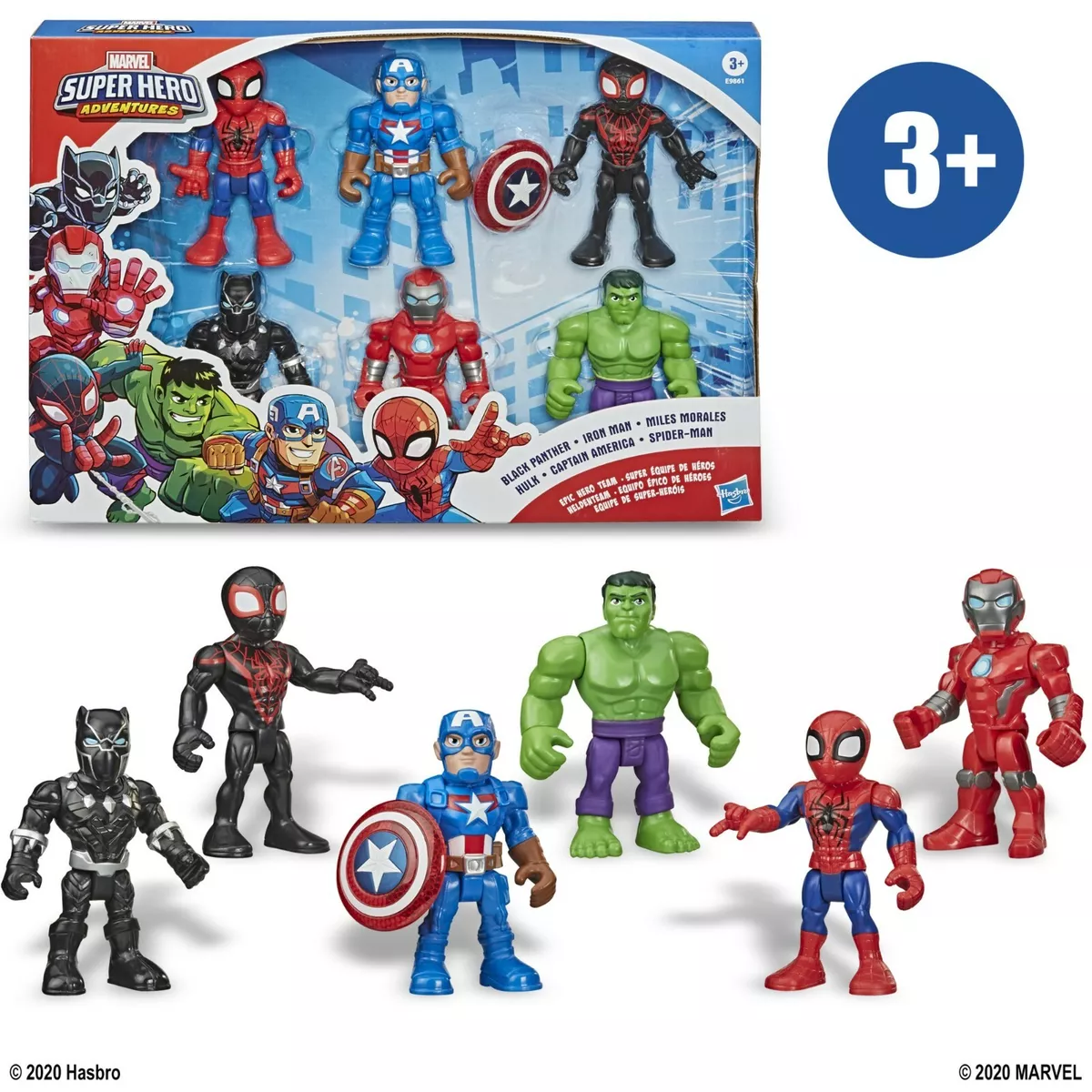 Pack de 6 figurines marvel playskool heroes super hero adventures, figurines