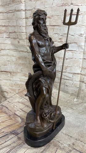 Ancient Roman Bronze Statue of Zeus Jupiter Poseidon Mythology Sculpture Statue - Imagen 4 de 6