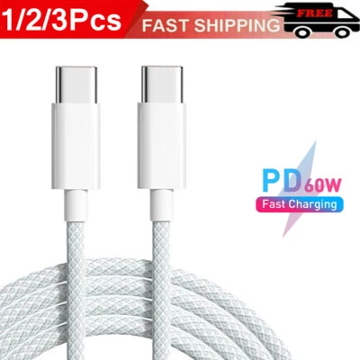 USB-C auf to USB C 60W USB Typ C Schnellladekabel Ladekabel für Samsung iPhone - Bild 1 von 4
