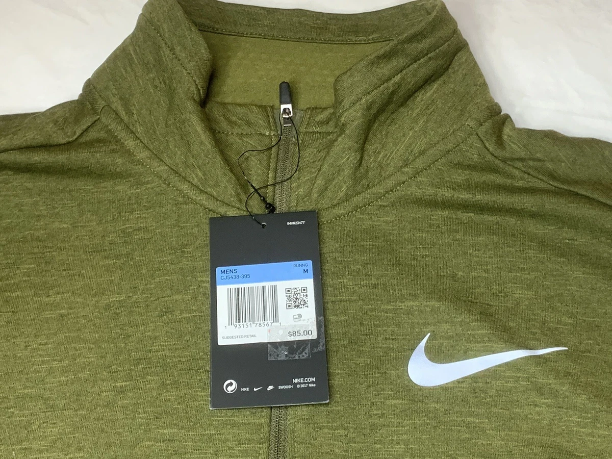 NWT Mens Nike Therma 1 2 Zip Running Olive Pullover size Medium