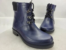 Merona Target Lace Up Ankle Rain Boot Navy Blue Women's 8 M