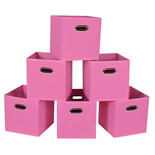 STOREONE Fabric Storage Bins Cubes Baskets Containers-(11X11X11) 6 pack pink