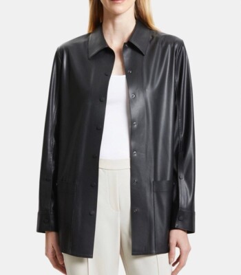 theory 黒 レザーシャツジャケット Mサイズ Theory Shirt Jacket in Faux Leather size M | eBay