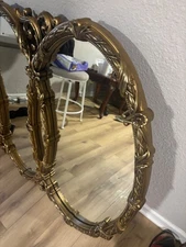 early 1900 vintage triple oval mirror gold 