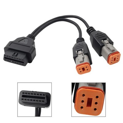 Motorcycle 6 Pin 4 Pin to OBD2 Adapter Cable Diagnostic Scanner 2in1 Fit Harley