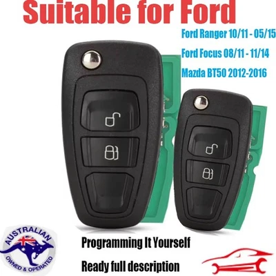 2X Complete Remote Key Fob Suitable for Ford Ranger PX1 Mazda BT50 Focus 2011-16 - image 1 of 4