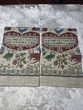 Set of 2 CottageCore Burlap Kitchen Towels by Kay Dee Designs Dutch Sampler Both