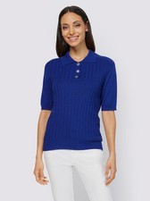 Pullover blau 40 rick cardona Damen Kurzarm Pullover Polokragen Zierknöpfe G231