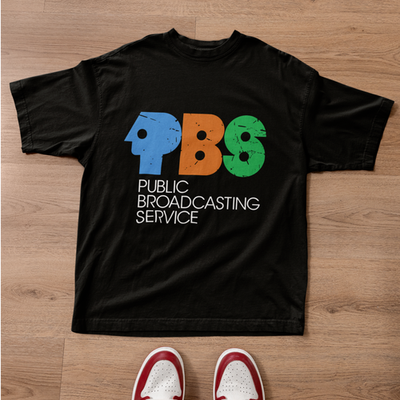 #ad PBS Public Broadcasting Service Logo Retro Graphic T Shirt Black Tee $8.88