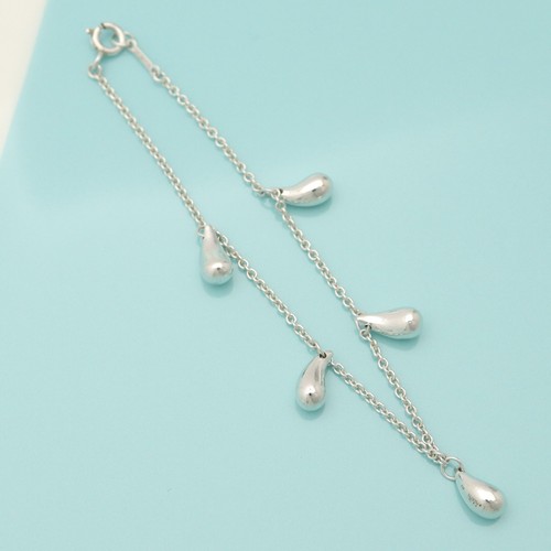 Tiffany & Co. Elsa Peretti 5 Five Teardrop Charm bracelet 7.2" Silver 925 - Picture 2 of 11