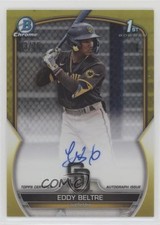 2023 Bowman Chrome Prospect Yellow Refractor 13/75 Eddy Beltre #CPA-EB Auto nd3