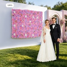 12Pcs Artificial Floral Wall Panels 42 42cm Flower Wedding Wall Backdrop Decor
