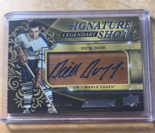 Dick Duff 2019-20 UD Engrained Signature Shots Auto /100 Stick Maple Leafs