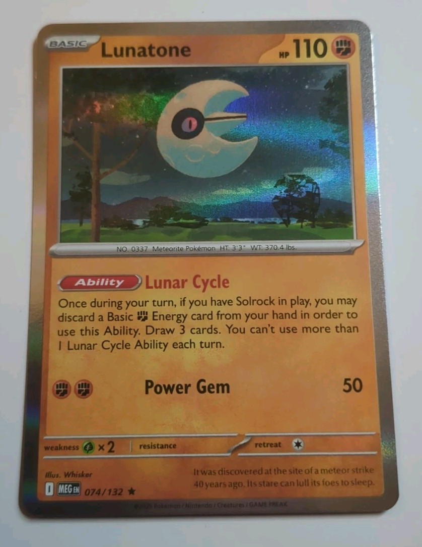 2025 Pokemon Mega Evolution - Lunatone Holo Rare Card #74  NM+