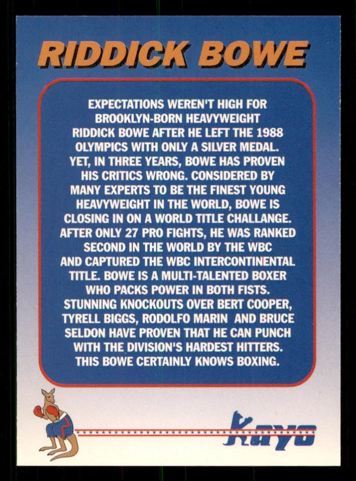 1992 Kayo Holograms #2 Riddick Bowe - Image 2 of 2