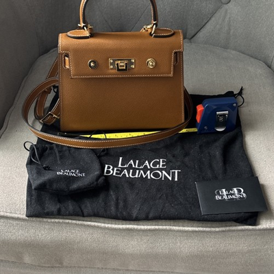 #ad Lalage Beaumont Small Maya Brown Gold Hardware Top Handle Adjustable Strap $750.00