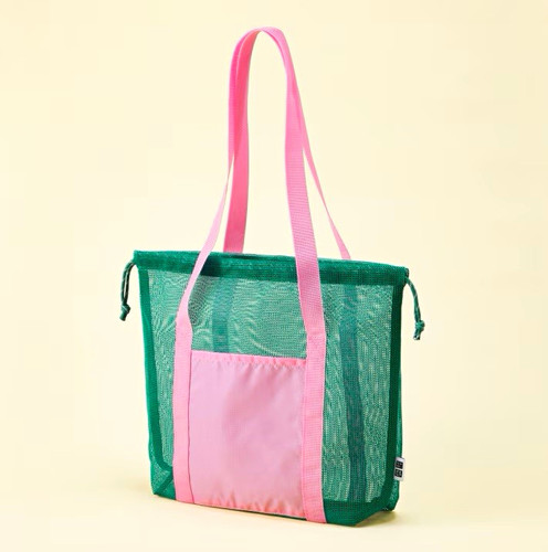 Uniqlo Summer Promo Mesh Tote Bag Green & Pink Drawstring