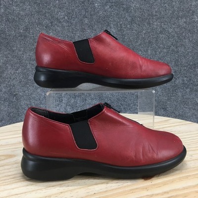 Munro American Shoes Womens 6 M Vail Casual Front Zip Wedge Loafer Red Leather